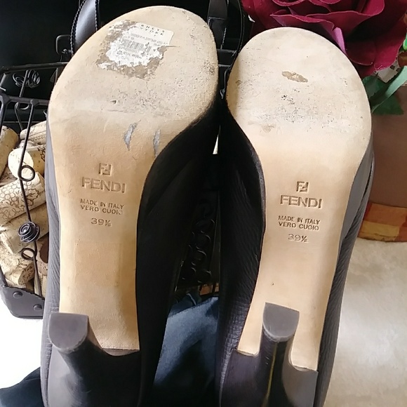 HP! SALE! FENDI Brwn Leather Platform Pump Heels - Picture 8 of 8
